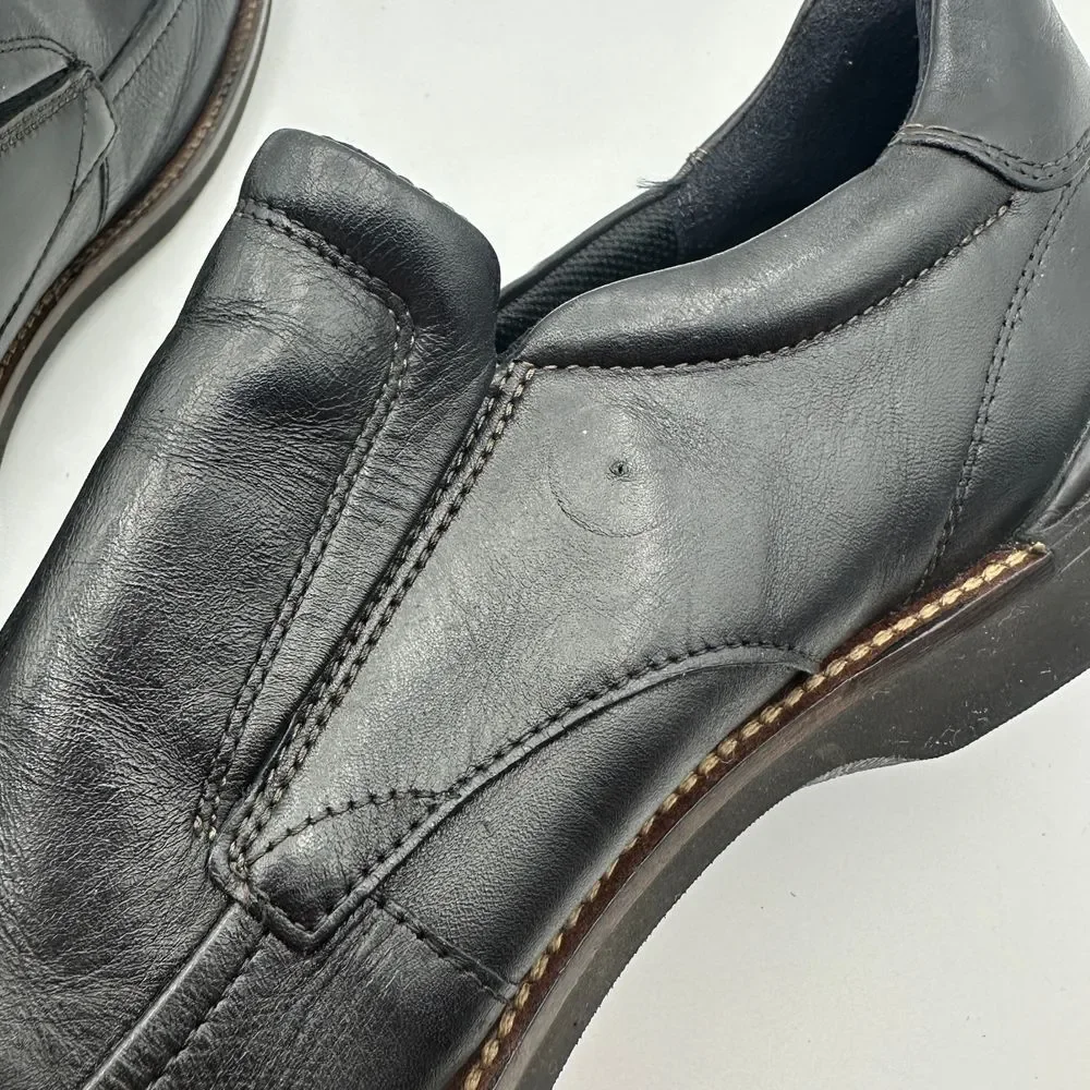 ECCO Black Leather Slip-On Loafers Comfort Dress Casual Shoes Size 47 US 13/13.5